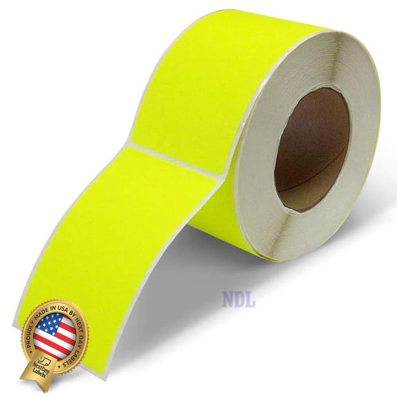 NextDayLabels - 3 X 5 Rectangle Inventory Color Coding Sticker Labels, 500 Per Roll (Fluorescent Yellow) - Image 1